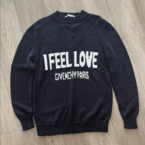 Givenchy Paris I Feel Love Black Crewneck Sweater